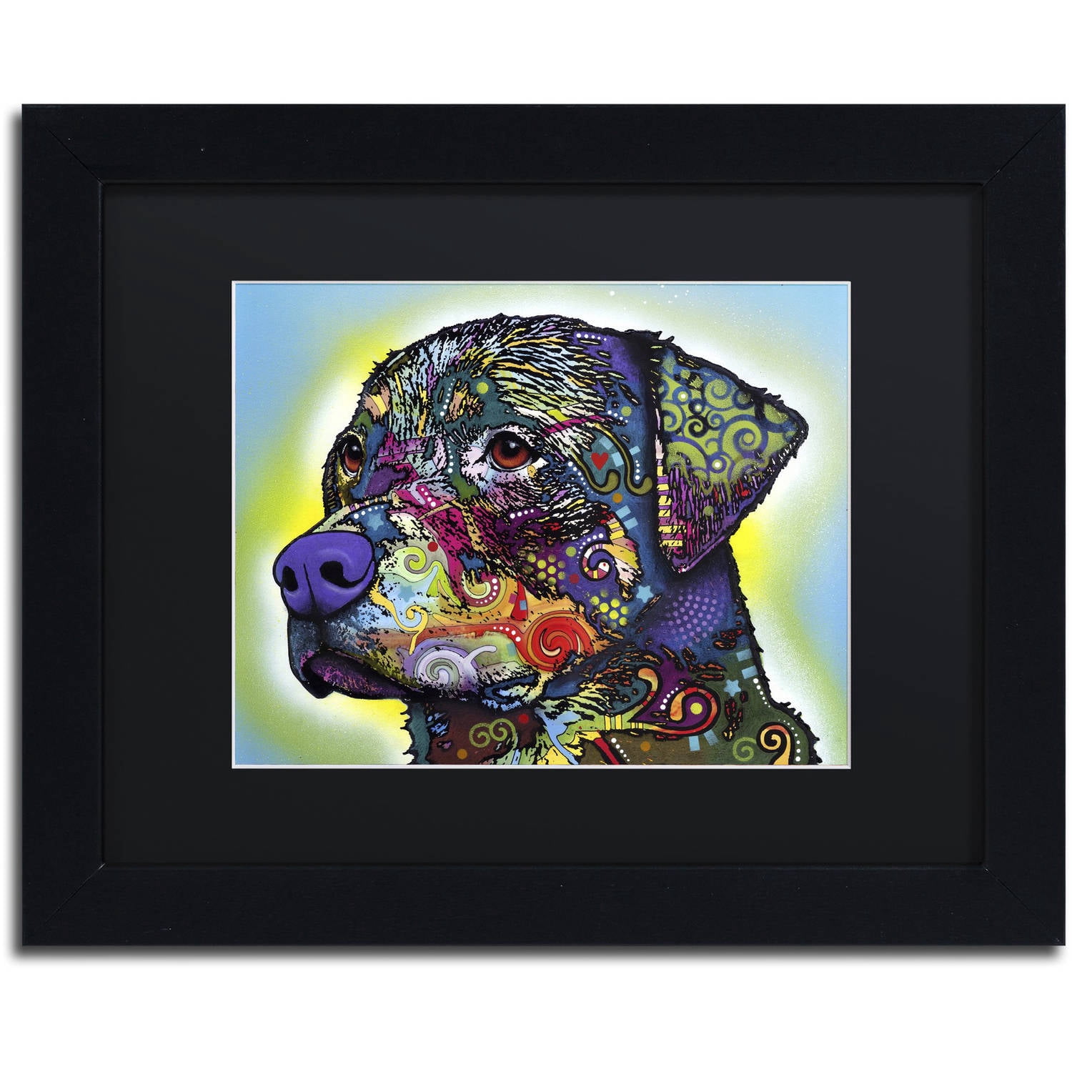 Trademark Fine Art "The Rottweiler" Canvas Art by Dean Russo, Black Matte, Black Frame