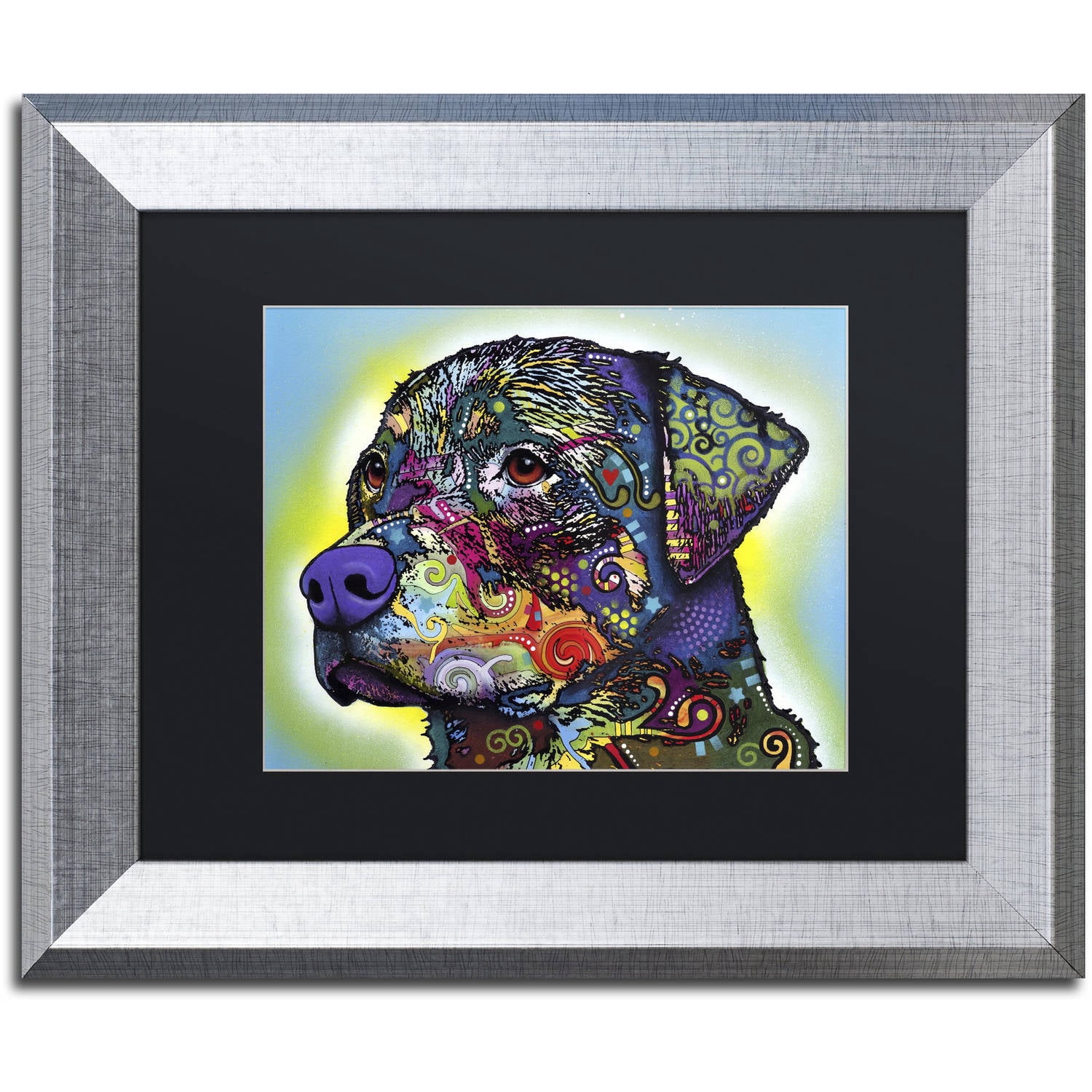 Trademark Fine Art "The Rottweiler" Canvas Art by Dean Russo, Black Matte, Silver Frame