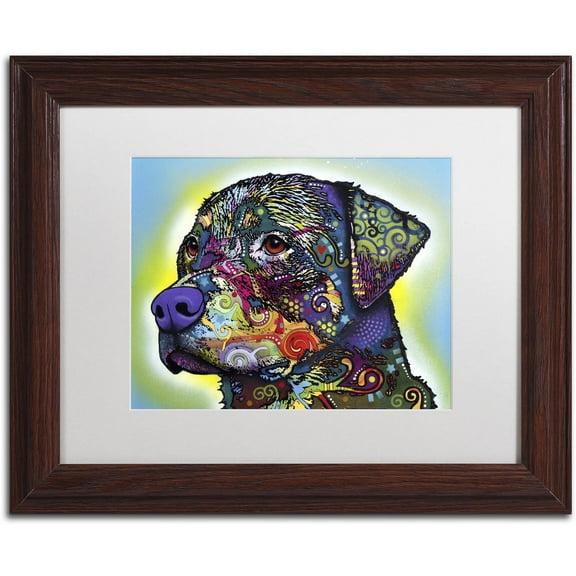 Trademark Fine Art "The Rottweiler" Canvas Art by Dean Russo, White Matte, Wood Frame