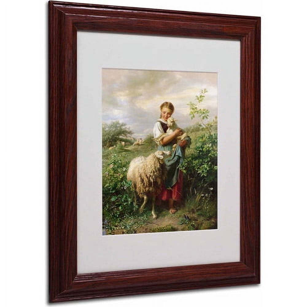 Trademark Fine Art "The Shepherdess 1866" Canvas Art by Johann Hofner, Wood Frame