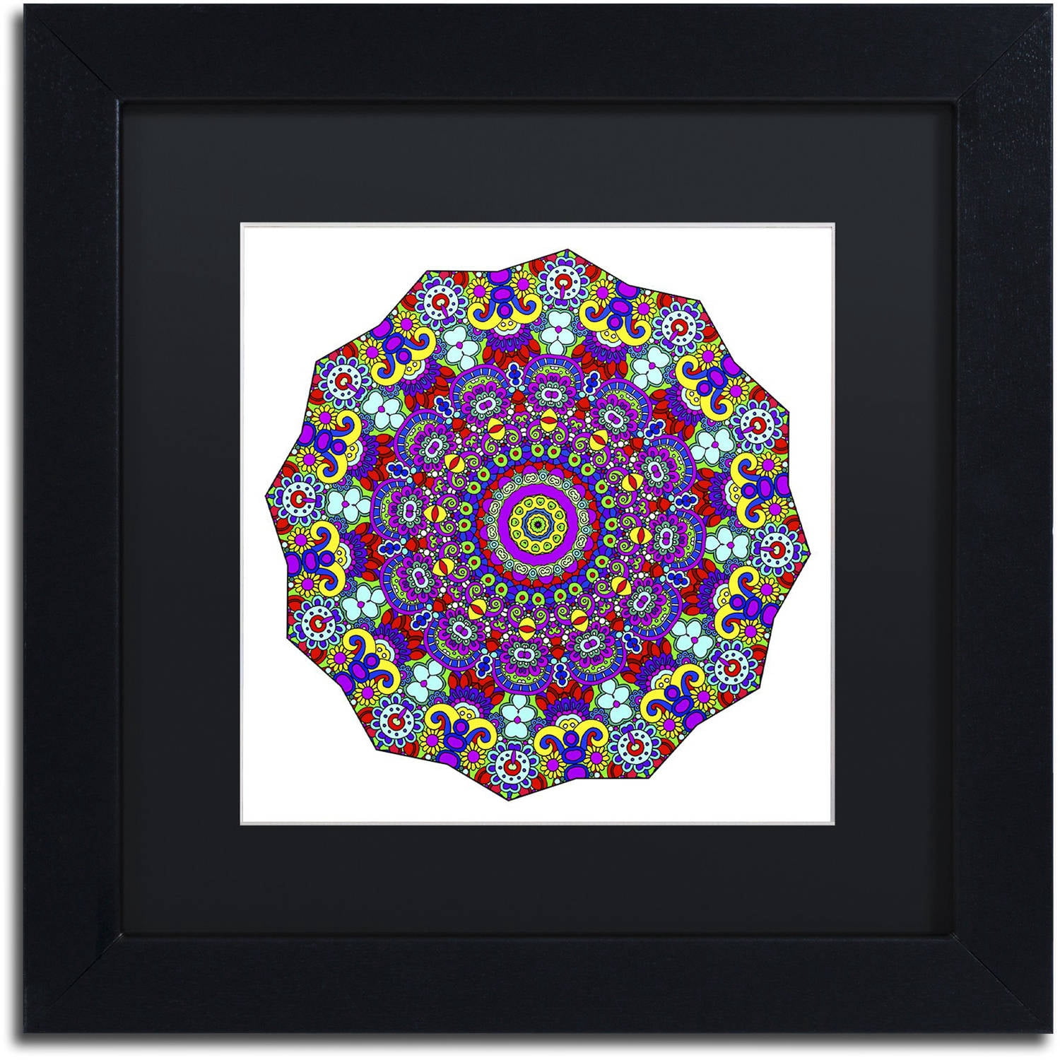 Trademark Fine Art "The Sigh Mandala" Canvas Art by Kathy G. Ahrens, Black Matte, Black Frame