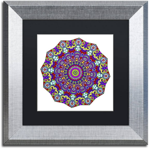 Trademark Fine Art "The Sigh Mandala" Canvas Art by Kathy G. Ahrens, Black Matte, Silver Frame