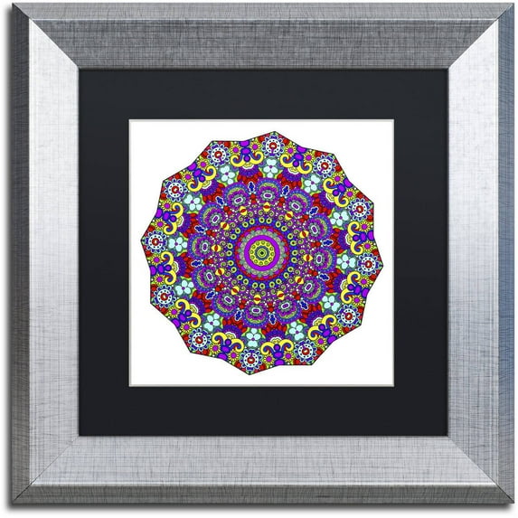 Trademark Fine Art "The Sigh Mandala" Canvas Art by Kathy G. Ahrens, Black Matte, Silver Frame