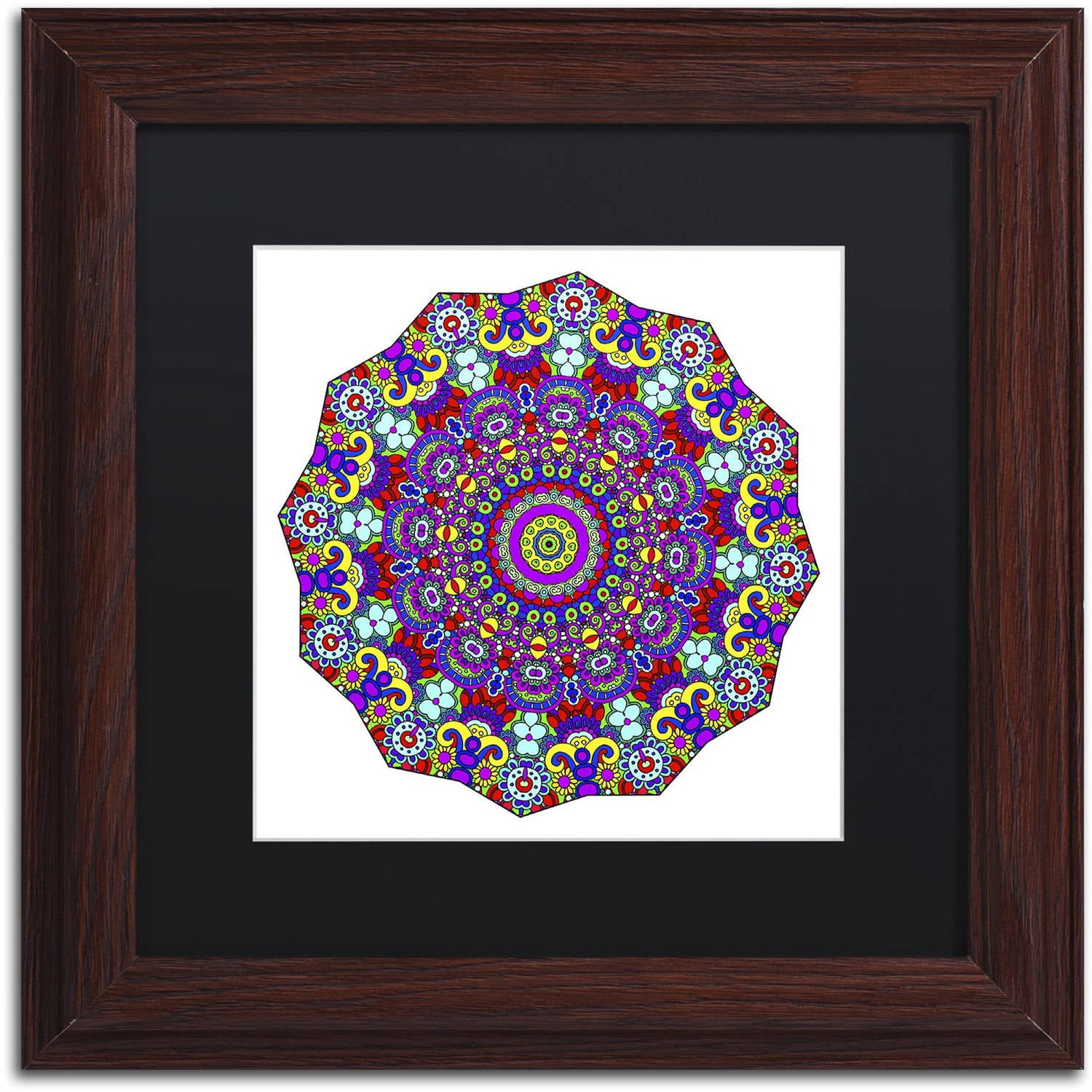 Trademark Fine Art "The Sigh Mandala" Canvas Art by Kathy G. Ahrens, Black Matte, Wood Frame