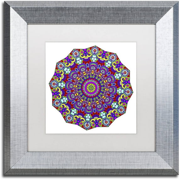 Trademark Fine Art "The Sigh Mandala" Canvas Art by Kathy G. Ahrens, White Matte, Silver Frame