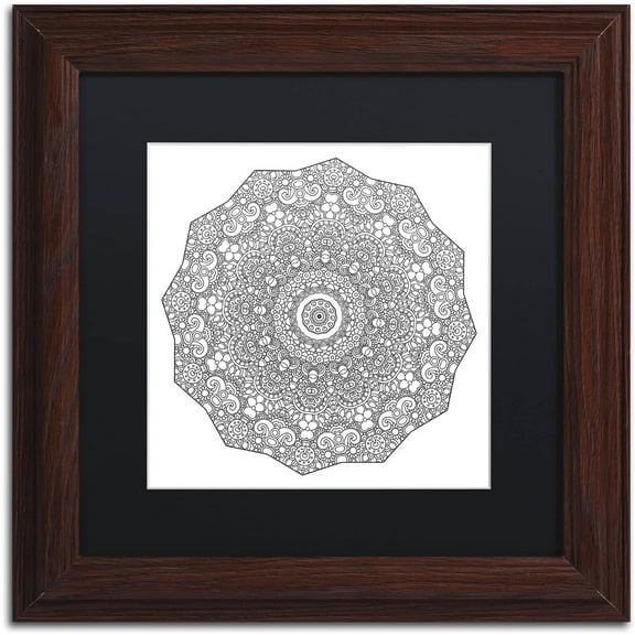 Trademark Fine Art "The Sigh Mandala Line Art" Canvas Art by Kathy G. Ahrens, Black Matte, Wood Frame