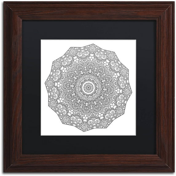 Trademark Fine Art "The Sigh Mandala Line Art" Canvas Art by Kathy G. Ahrens, Black Matte, Wood Frame
