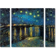 Trademark Fine Art "The Starry Night II" Canvas Art by Vincent van Gogh Three Panel Set