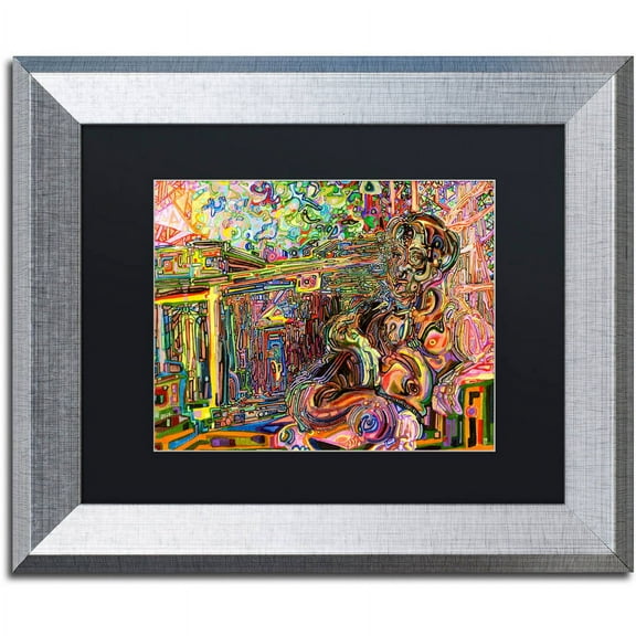 Trademark Fine Art "The Suntanning Man" Canvas Art by Josh Byer, Black Matte, Silver Frame