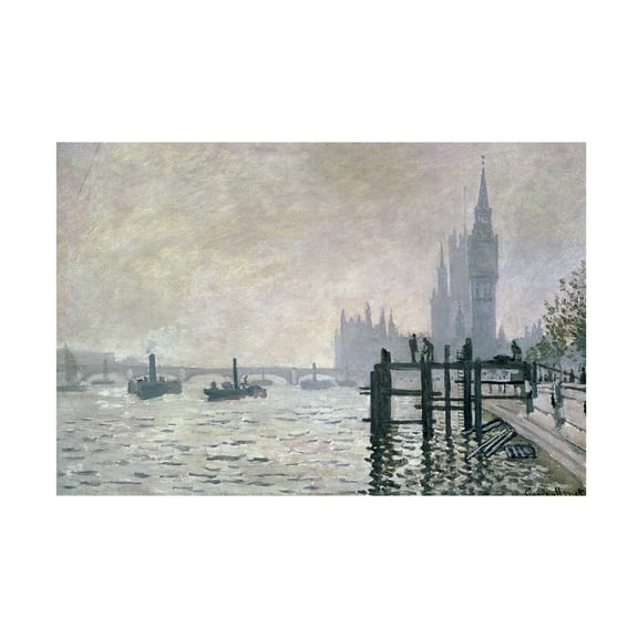 Trademark Fine Art Claude Monet The Thames Below Westminster Canvas Wall Art - 16x24