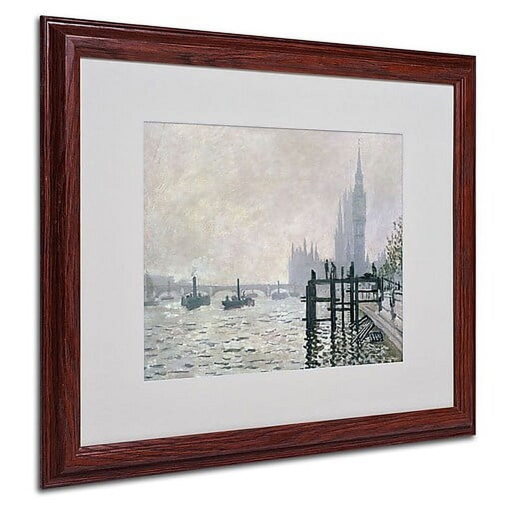 Trademark Fine Art "The Thames Below Westminster" Matted Framed Canvas Art by Claude Monet