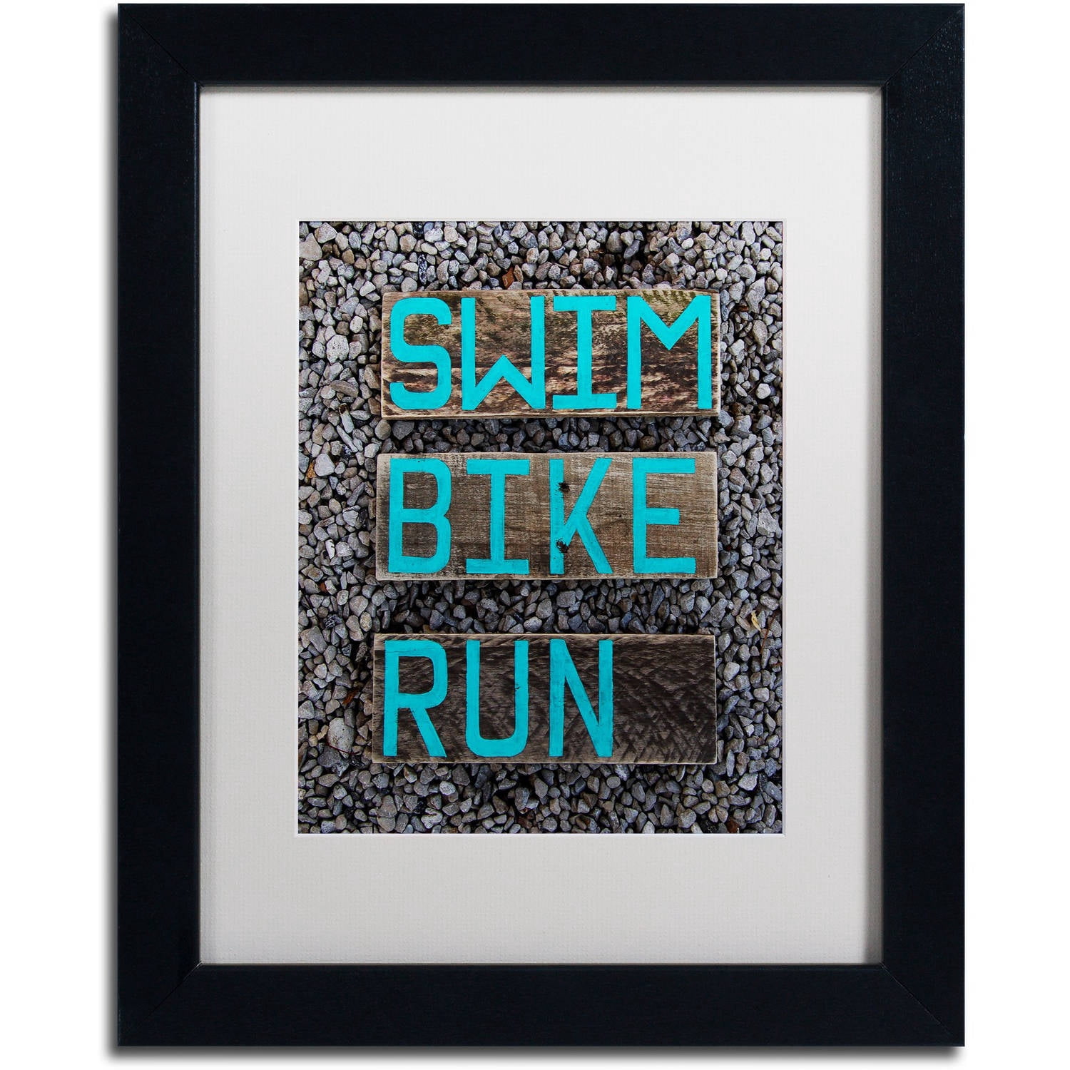 Trademark Fine Art 'The Triathlete' Canvas Art by Nicole Dietz, White Matte, Black Frame