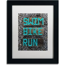 Trademark Fine Art 'The Triathlete' Canvas Art by Nicole Dietz, White Matte, Black Frame