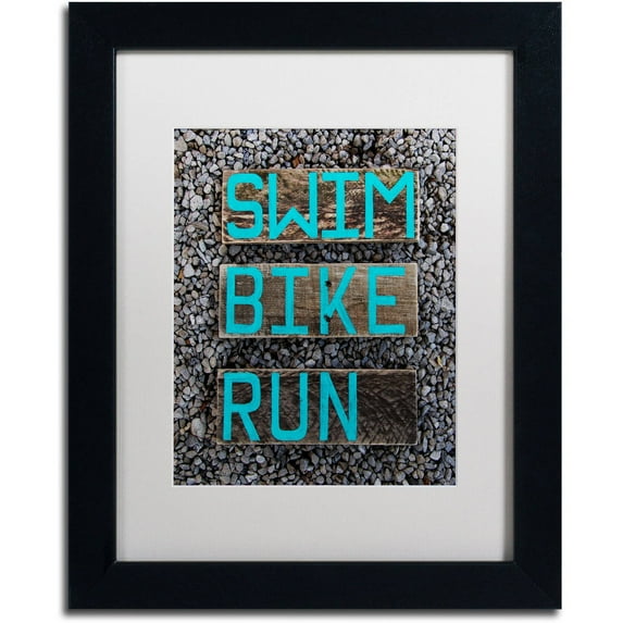 Trademark Fine Art 'The Triathlete' Canvas Art by Nicole Dietz, White Matte, Black Frame