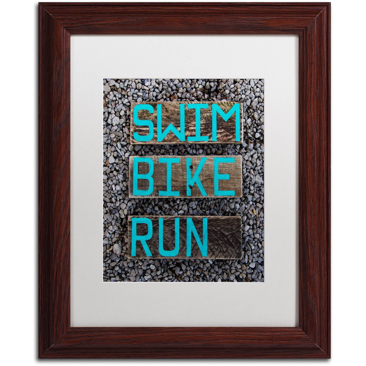 Trademark Fine Art 'The Triathlete' Canvas Art by Nicole Dietz, White Matte, Wood Frame