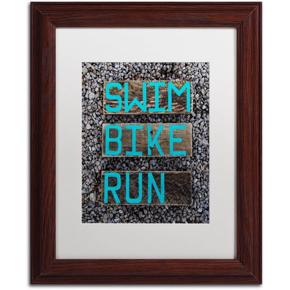 Trademark Fine Art 'The Triathlete' Canvas Art by Nicole Dietz, White Matte, Wood Frame