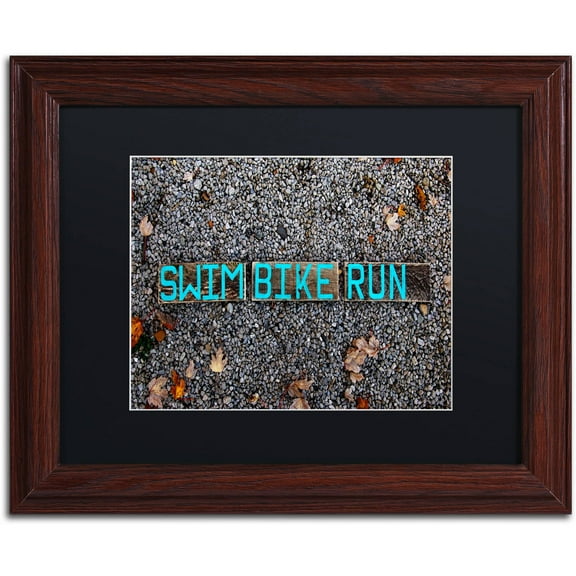 Trademark Fine Art 'The Triathlete II' Canvas Art by Nicole Dietz, Black Matte, Wood Frame