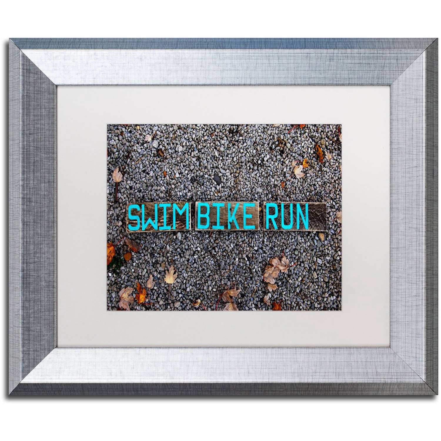 Trademark Fine Art 'The Triathlete II' Canvas Art by Nicole Dietz, White Matte, Silver Frame