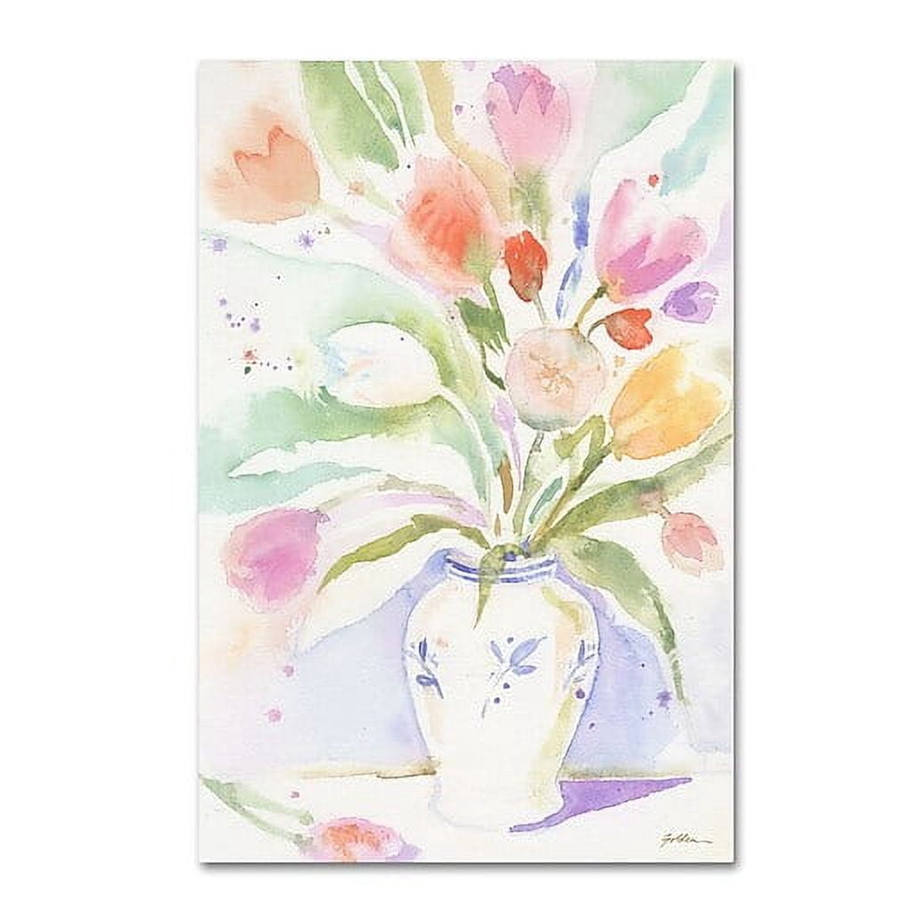 Trademark Fine Art "The Vase of Tulips" Canvas Art by Sheila Golden