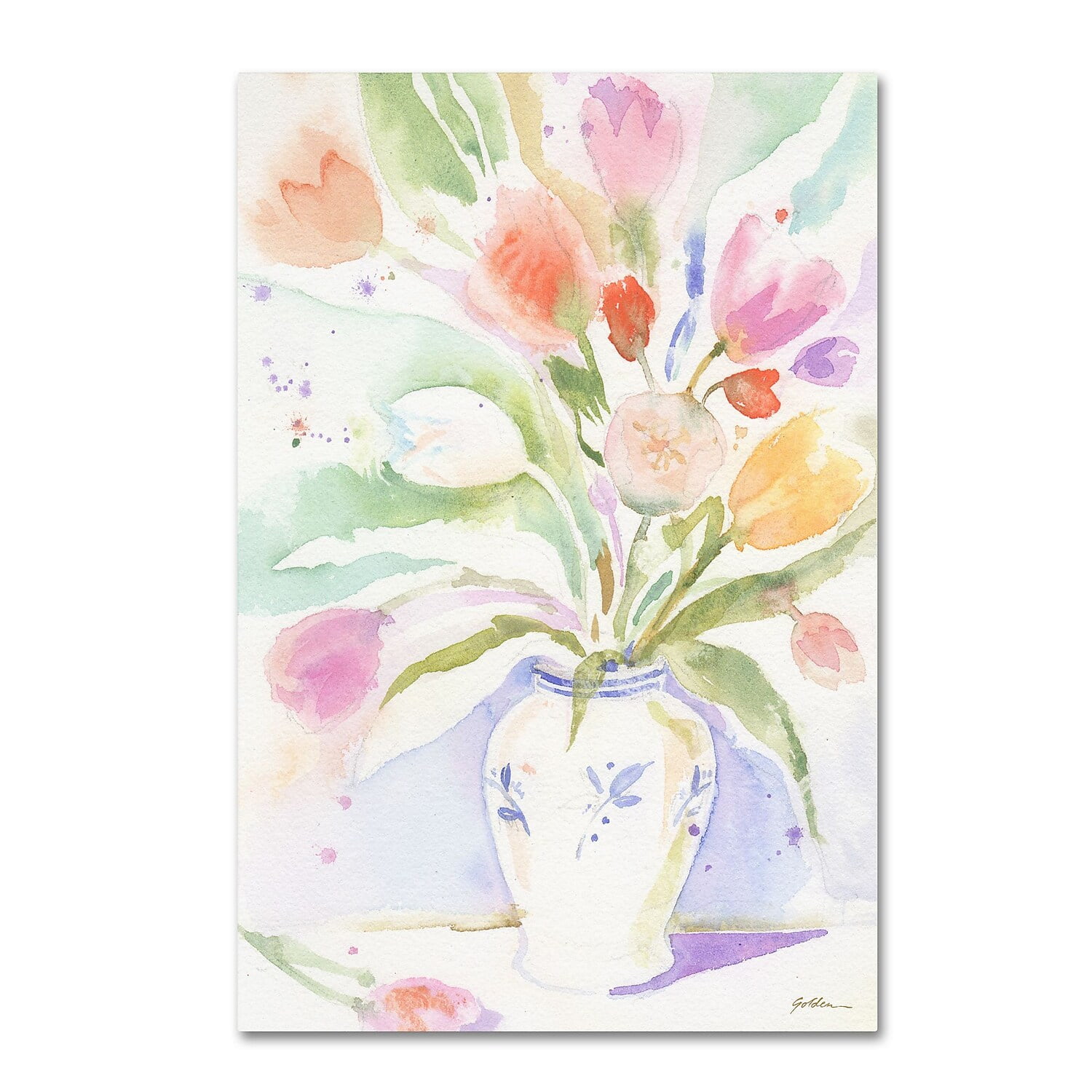 Trademark Fine Art "The Vase of Tulips" Canvas Art by Sheila Golden