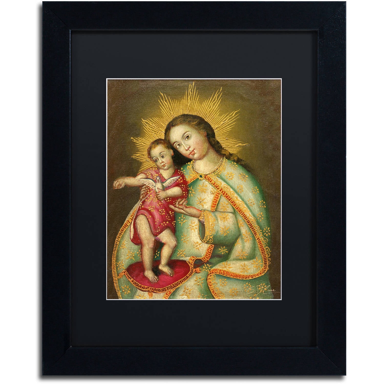 Trademark Fine Art "The Virgin and Son II" Canvas Art by Masters Fine Art, Black Matte, Black Frame