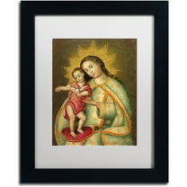 Trademark Fine Art "The Virgin and Son II" Canvas Art by Masters Fine Art, White Matte, Black Frame
