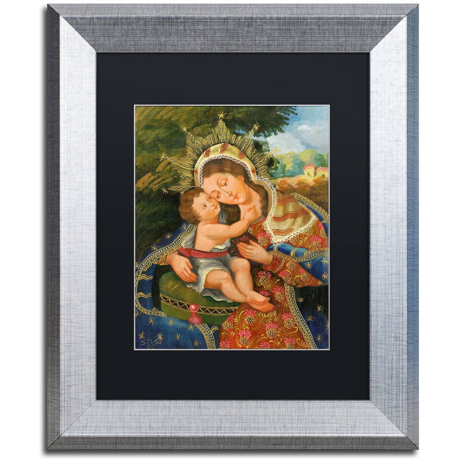 Trademark Fine Art "The Virgin and Son III" Canvas Art by Masters Fine Art, Black Matte, Silver Frame