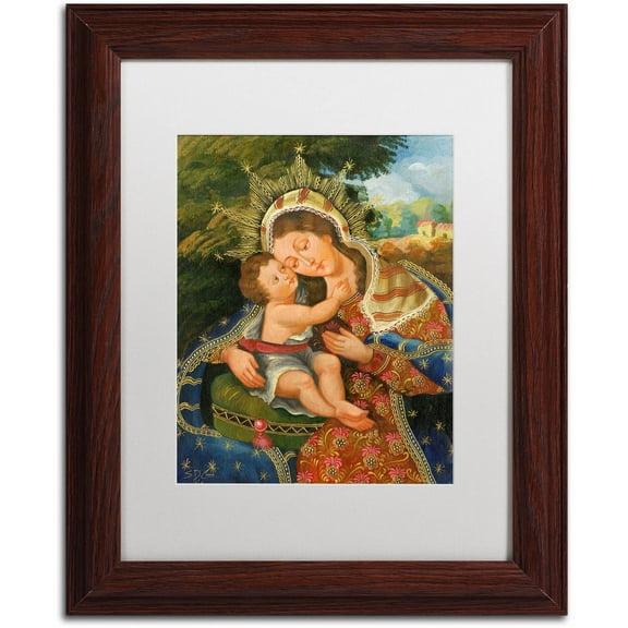 Trademark Fine Art "The Virgin and Son III" Canvas Art by Masters Fine Art, White Matte, Wood Frame