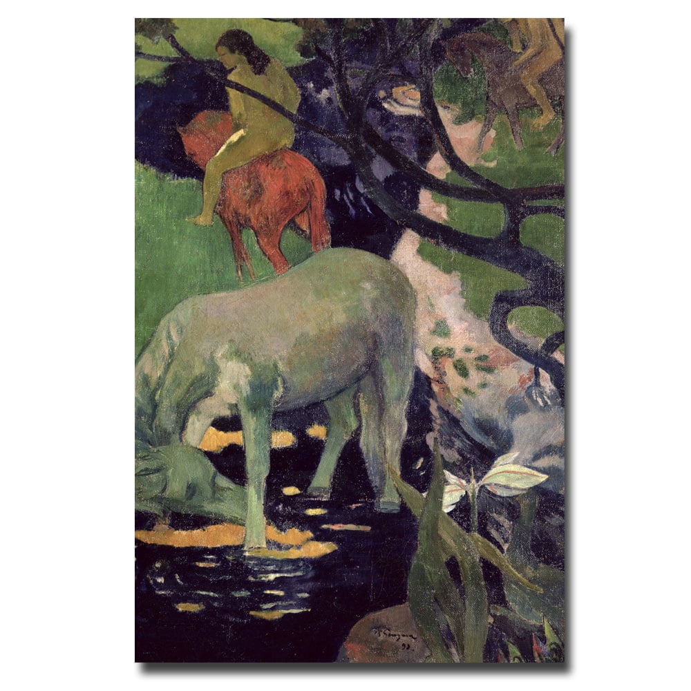 Trademark Fine Art "The White Horse 1898" Canvas Art by Paul Gauguin