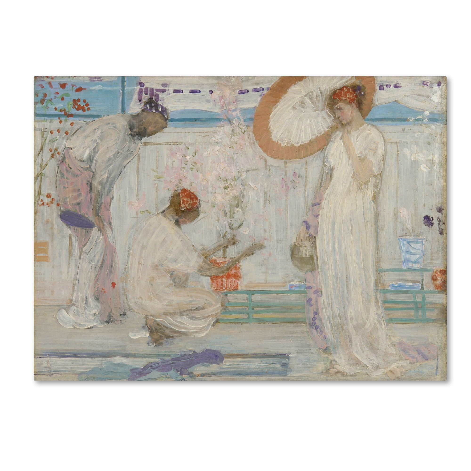 White Symphony Canvas Print with Three Girls - 14" x 19"