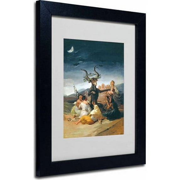 Trademark Fine Art "The Witches' Sabbath" Canvas Art by Francisco Goya, Black Frame