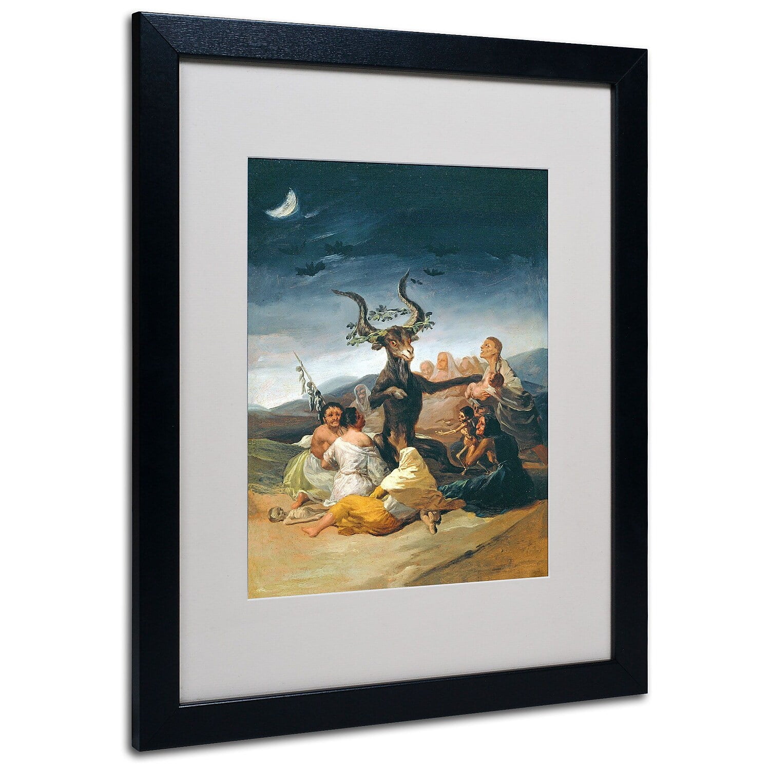 Trademark Fine Art "The Witches' Sabbath" Canvas Art by Francisco Goya, Black Frame