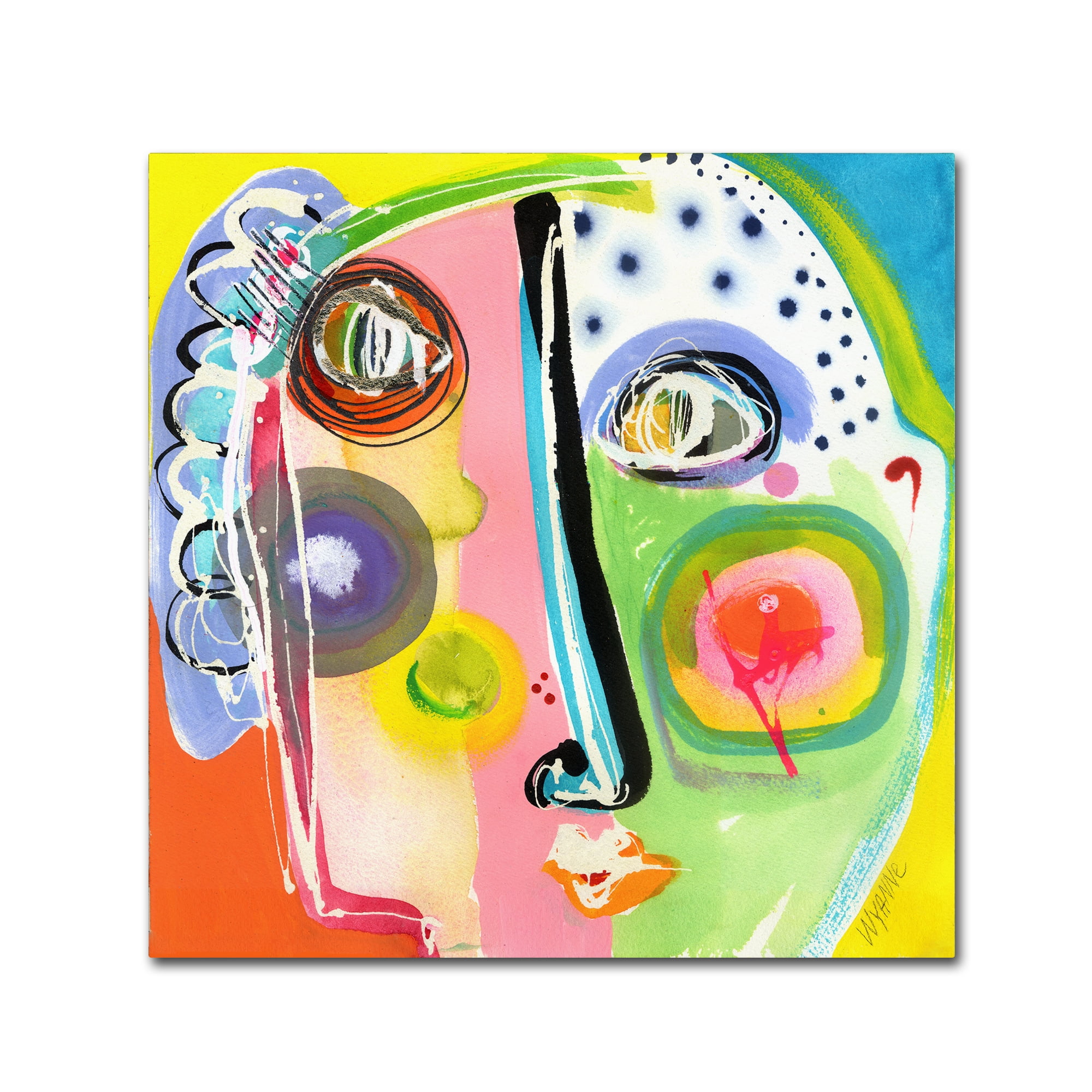 Vibrant Abstract Square Canvas Oil Painting with Wooden Frame