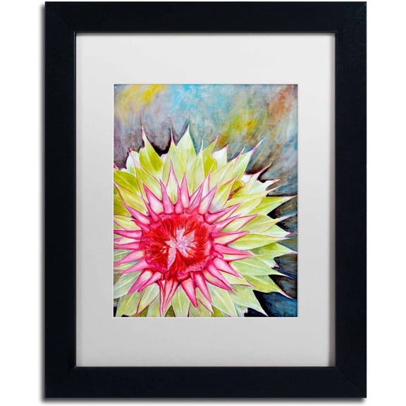 Trademark Fine Art "Thistle" Canvas Art by Jennifer Redstreake White Matte, Black Frame