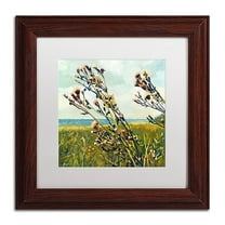 Trademark Fine Art "Thistles on the Beach" Canvas Art by Michelle Calkins, White Matte, Wood Frame