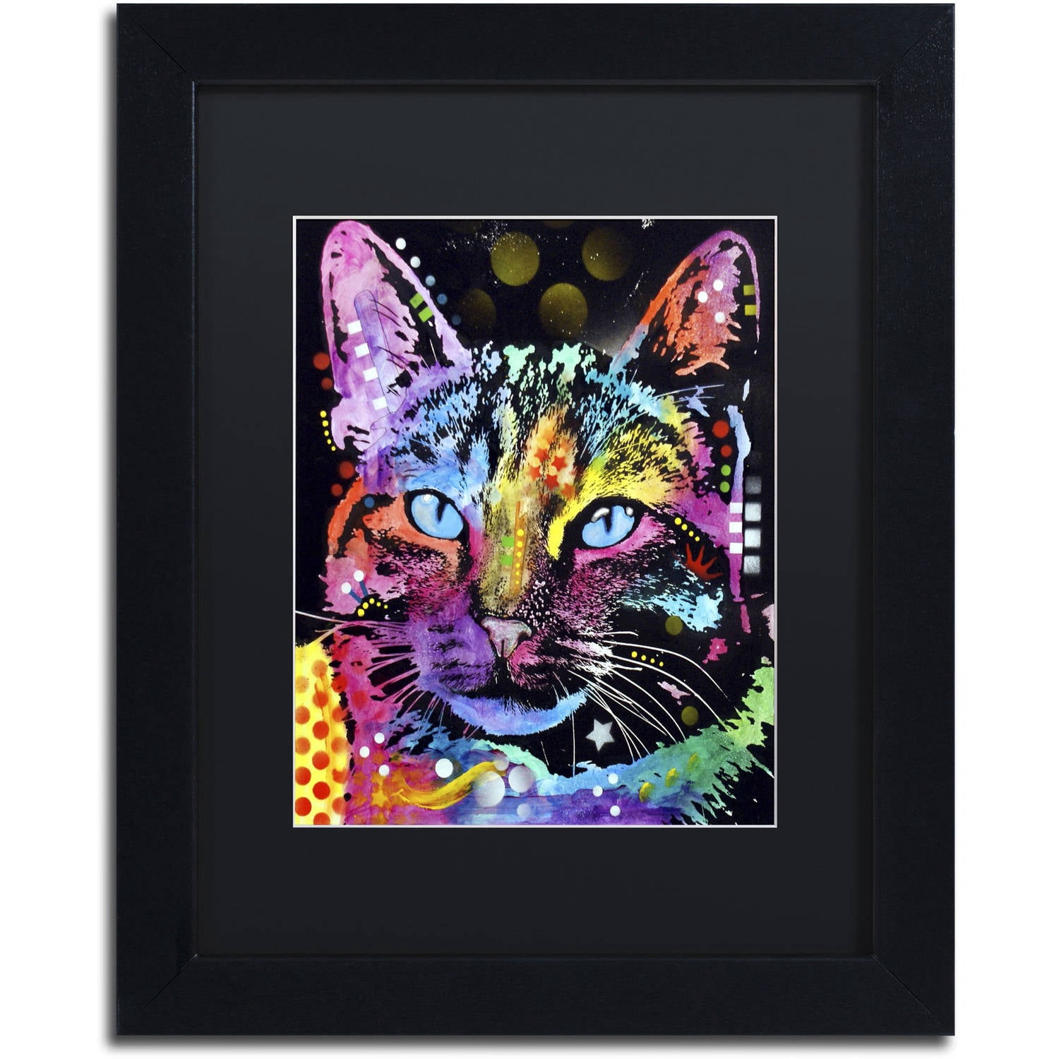 Trademark Fine Art "Thoughtful Cat" Canvas Art by Dean Russo, Black Matte, Black Frame
