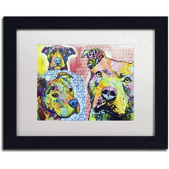Trademark Fine Art "Thoughtful Pit Bull Part 3" Canvas Art by Dean Russo, White Matte, Black Frame