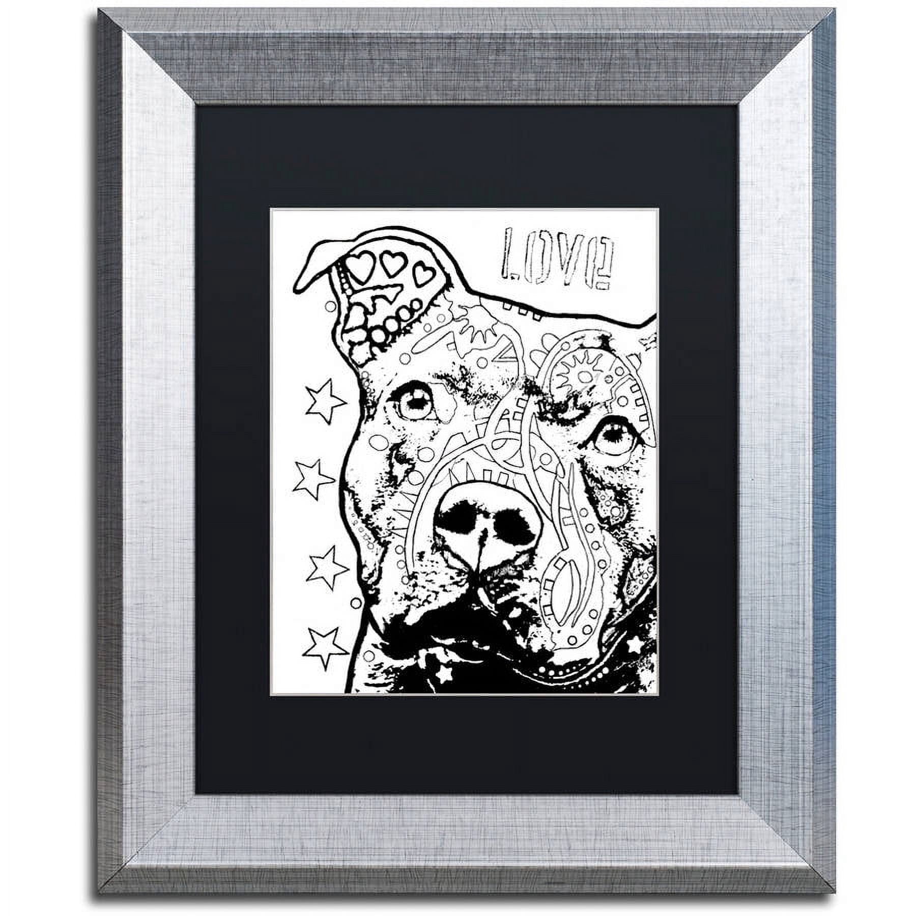 Trademark Fine Art "Thoughtful Pitbull CB 1" Canvas Art by Dean Russo, Black Matte, Silver Frame