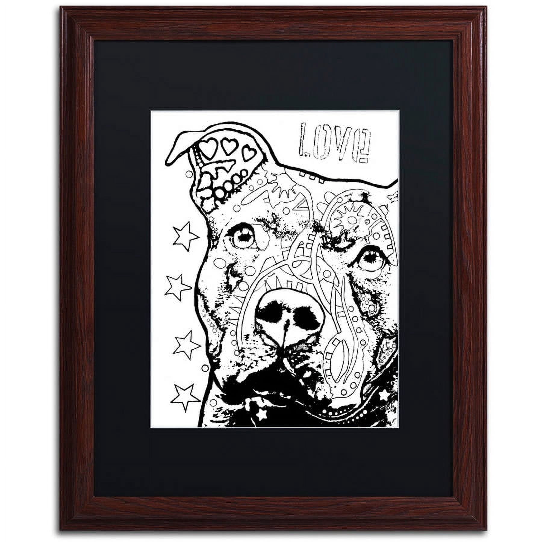 Trademark Fine Art "Thoughtful Pitbull CB 1" Canvas Art by Dean Russo, Black Matte, Wood Frame