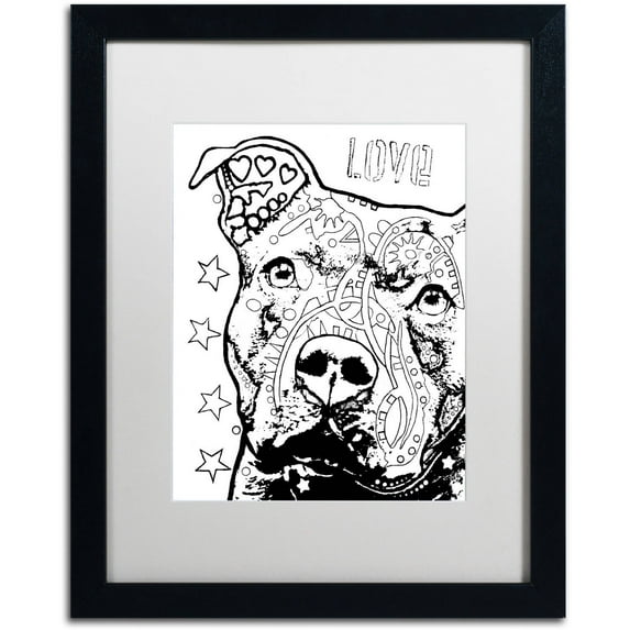 Trademark Fine Art "Thoughtful Pitbull CB 1" Canvas Art by Dean Russo, White Matte, Black Frame