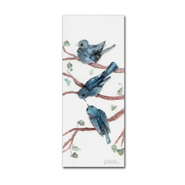 Trademark Fine Art 'Three Birdies' Canvas Art by Wyanne