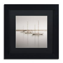 Trademark Fine Art "Three Boats" Canvas Art by Moises Levy Black Matte, Black Frame