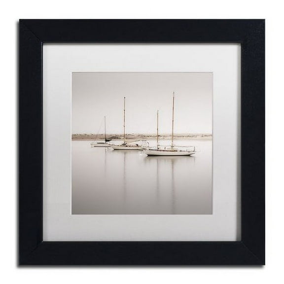Trademark Fine Art "Three Boats" Canvas Art by Moises Levy White Matte, Black Frame