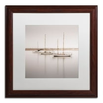 Trademark Fine Art "Three Boats" Canvas Art by Moises Levy White Matte, Wood Frame