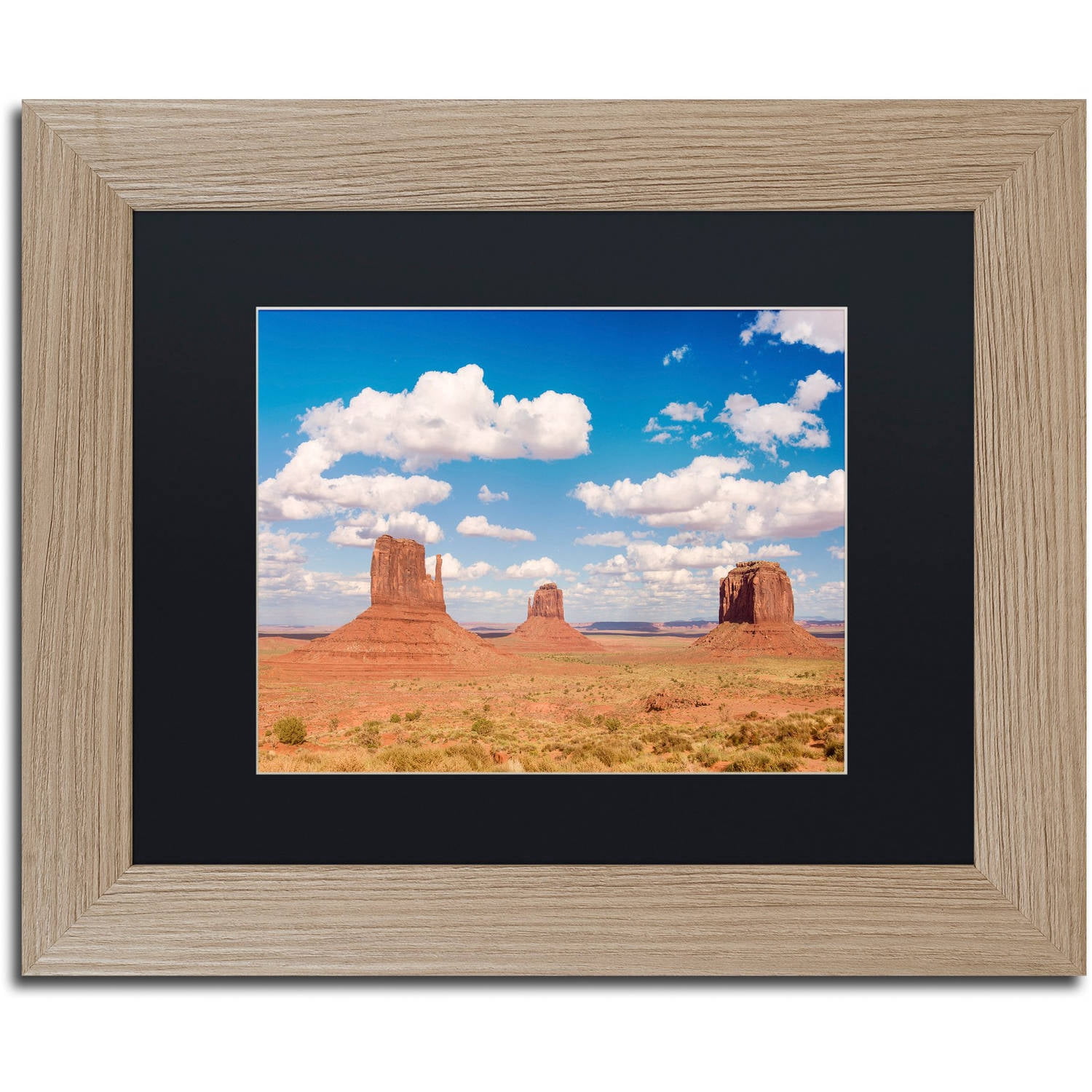 Trademark Fine Art "Three Buttes" Canvas Art by Michael Blanchette Photography Black Matte, Birch Frame