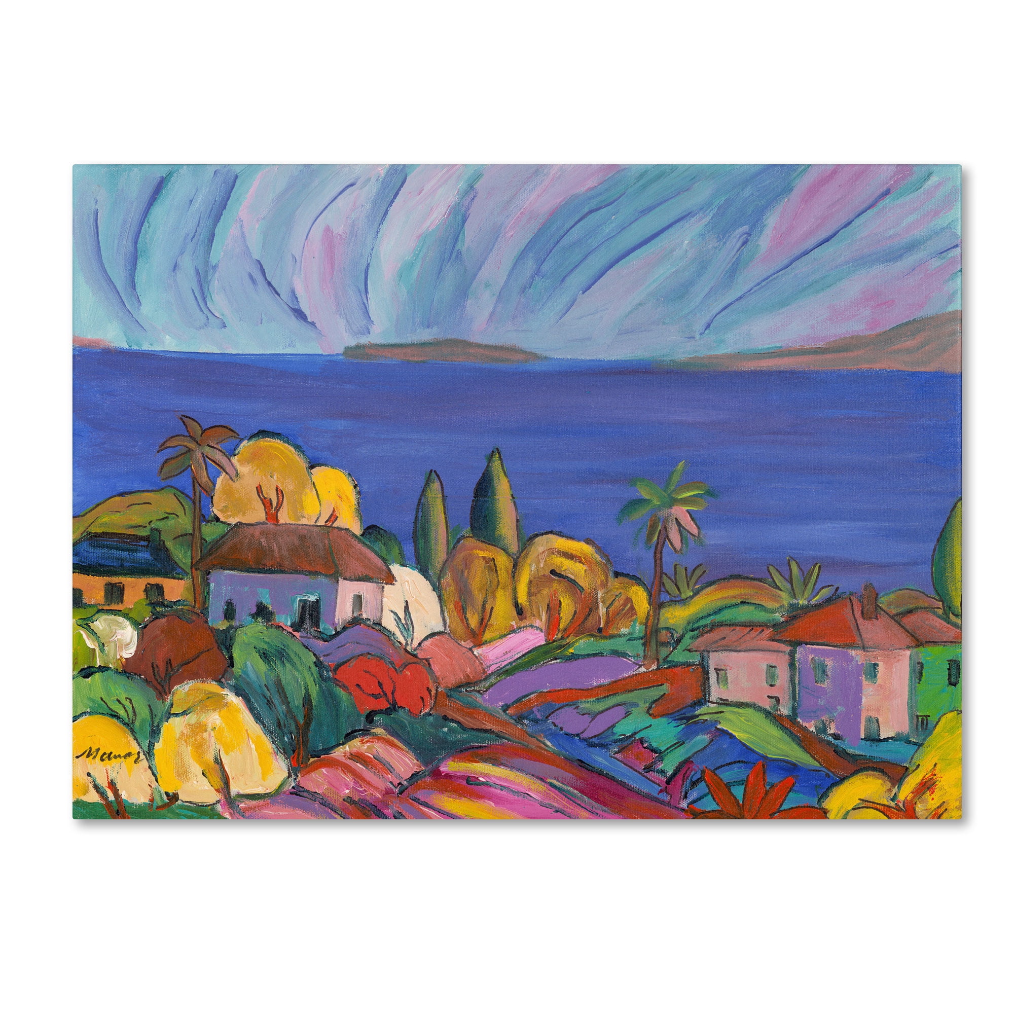 Trademark Fine Art "Three Coconut Palms" Canvas Art by Manor Shadian