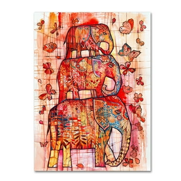 Trademark Fine Art 'Three Elephants' Canvas Art by Oxana Ziaka