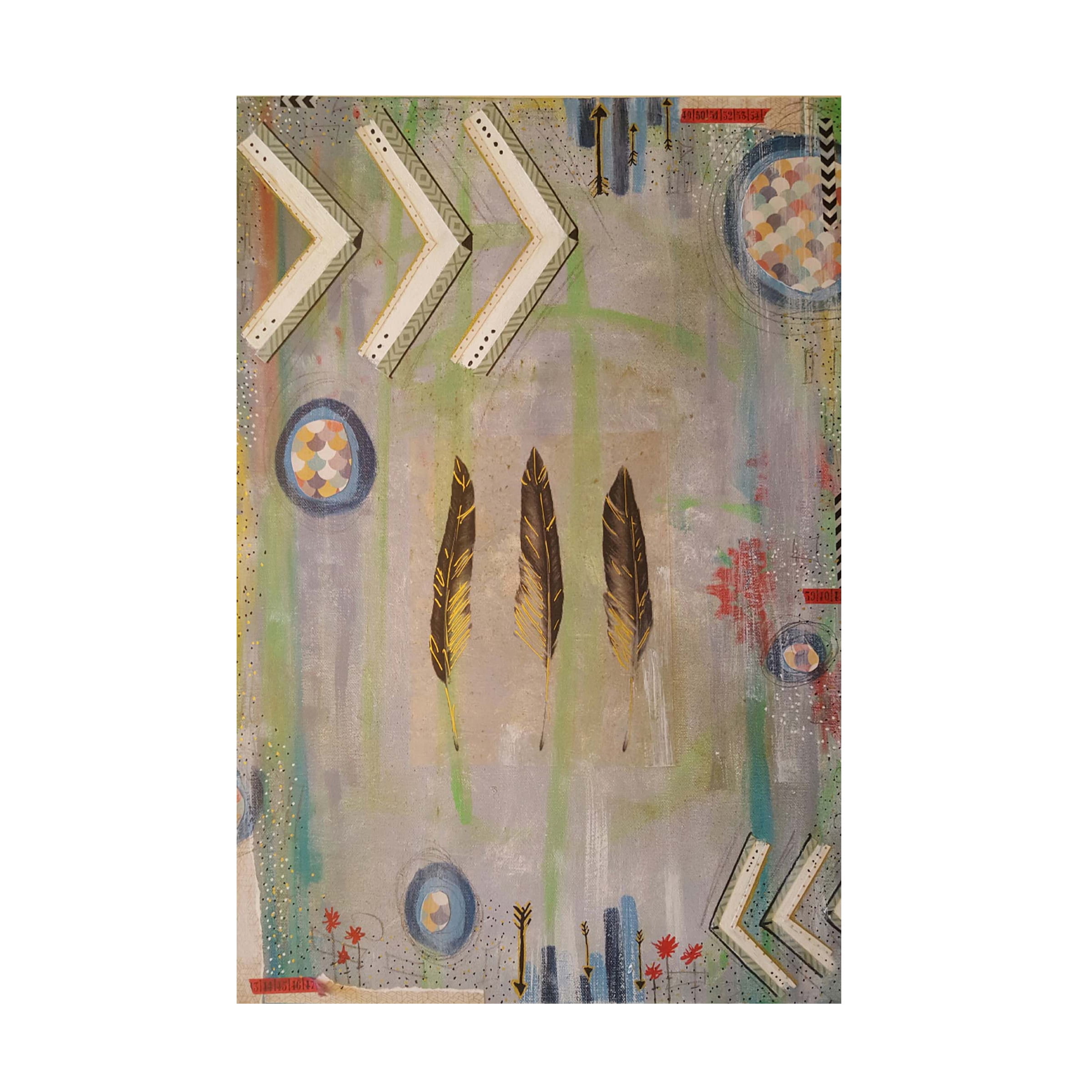Trademark Fine Art 'Three Feathers' Canvas Art by Vintage Gypsy