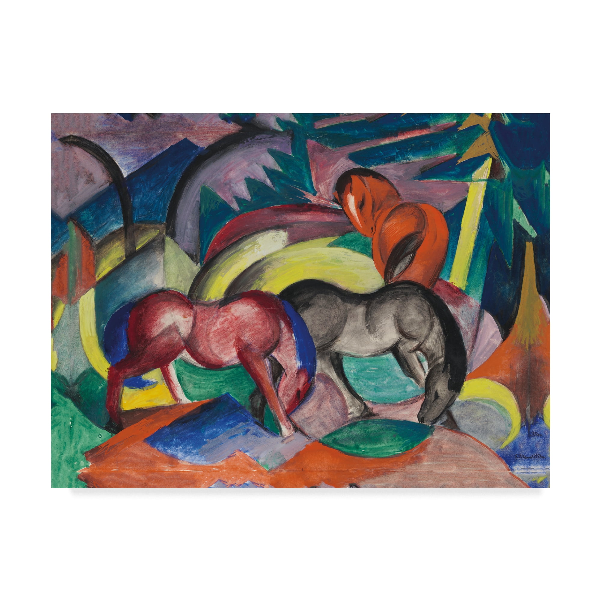 Trademark Fine Art 'Three Horses, 1912 ' Canvas Art by Franz Marc