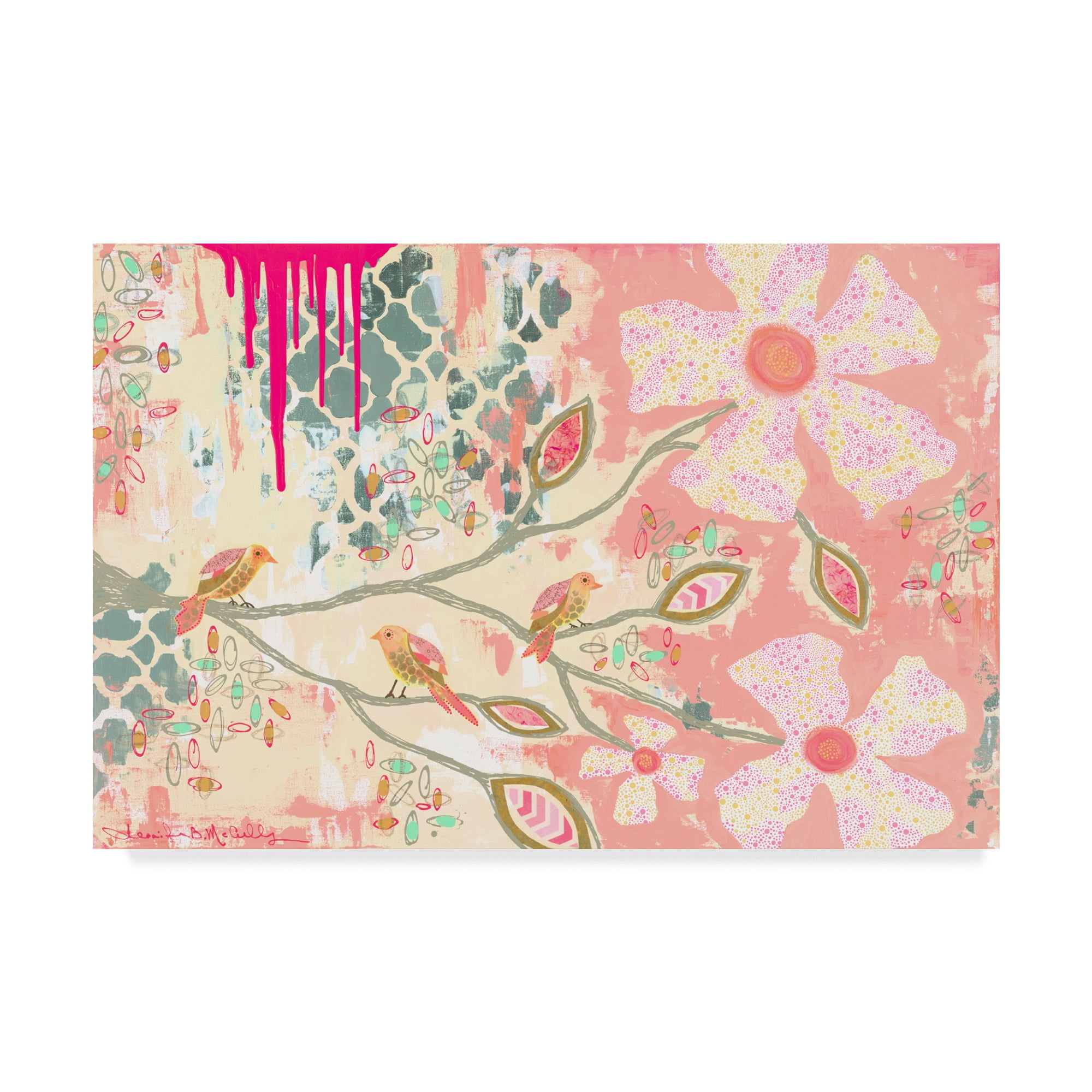 Trademark Fine Art 'Three Little Birds B' Canvas Art by Jennifer McCully